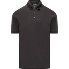 Emporio Armani Erkek Polo Yaka Düğme Kapamalı Kısa Kollu Siyah Polo Yaka T-Shirt EM000859 AF12955-U8168