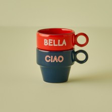 PremiumPort Mavi ve Kırmızı Renkli 105 cc Çiftli Espresso Seti, Şık ve Kullanışlı