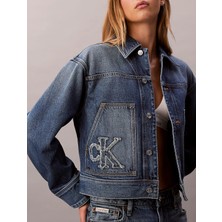 Calvin Klein Kadın Normal Kalıp Ck Logolu Crop Lacivert Ceket LV047E906G-3NL