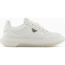 Emporio Armani Erkek Orta Kalınlıkta Rahat Taban Bağcıklı Düz Beyaz Sneaker X4X633 XR325-M801