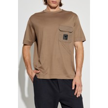 Emporio Armani Erkek Bisiklet Yaka Cep Detay Kısa Kol Pamuklu Kahverengi T-Shirt EM002978 AF10761-U6189