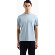 Emporio Armani Erkek %100 Pamuklu Regular Fit Yuvarlak Yakalı Kısa Kollu Mavi T-Shirt EM000983 AF13669-U9275