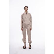 By Özlem Yazan Pamuk Saten Kargo Cepli Paçası Lastikli Kadın Pantolon