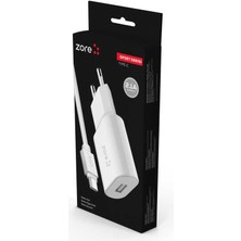 ​zore Ofset Serisi Zcs-03 Type-C 2 In 1 Ev Şarj Seti 2.1A - Beyaz