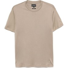 Emporio Armani Erkek Pamuklu Jersey Kumaş Marka Logolu Bej T-Shirt 8N1TE8 1JUVZ-U6167