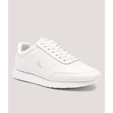 Calvin Klein Erkek Kalın Rahat Taban Bağcıklı Deri Beyaz Sneaker YM0YM01355-0K4