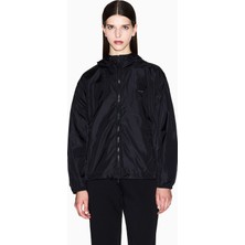 Armani Exchange Kadın Normal Kalıp Kapüşonlu Beli Lastikli Uzun Kollu Rüzgarlık Siyah Ceket XW000955 AF12285-UC001