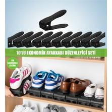 Dükkanönü 10 Adet Ayarlanabilir Siyah Ayakkabı Rampası Ayakkabı Düzenleyici Organizer