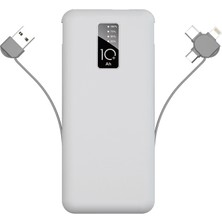Beyaz Pw-05 Hızlı LED Göstergeli Micro Lightning Type-C Kablolu Taşınabilir Powerbank 10000MAH