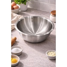 Paslanmaz Çelik Inox Ölçülü Hamur Yoğurma & Karıştırma Kabı 3000 ml 25 cm