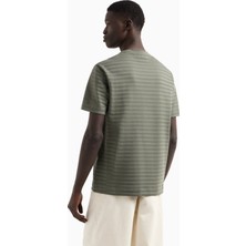 Emporio Armani Erkek Regular Fit Saf Pamuklu Jakarlı Kısa Kollu Yeşil T-Shirt EM001289 AF10762-F8107