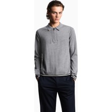 Emporio Armani Erkek Pamuklu Polo Yakalı Fermuar Kapamalı Uzun Kollu Gri Kazak EM001512 AF14158-O8005