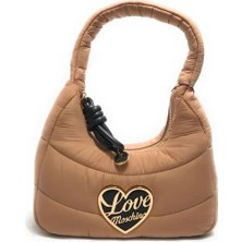 Love Moschino Kadın Kumaş Kapitoneli Metal Tokalı Fermuar Kapama Kahverengi Omuz Çantası JC4349PP0NKY1-10A