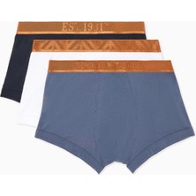 Emporio Armani Erkek Beli Lastikli Pamuklu Slim Fit 3'lü Beyaz Boxer EM000259 AF10780-M0078