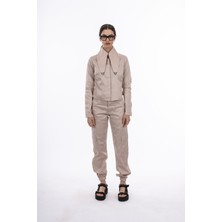 By Özlem Yazan Pamuk Saten Kargo Cepli Paçası Lastikli Kadın Pantolon