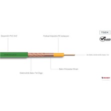Reçber Koaksiyel Kablo Pvc Rg6/u-6 Yeşil Tv Cu/cu 307059
