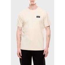 Erkek Bisiklet Yaka Ea7 Yazı Detay Kısa Kol Dar Bej T-Shirt 7M000516 AF14616-U1079
