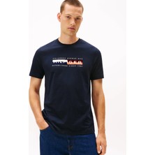 Tommy Hilfiger Erkek Regular Fit Yuvarlak Yakalı Logo Baskılı Pamuklu Kısa Kollu Lacivert T-Shirt MW0MW40014-DW5