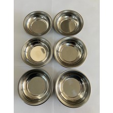 PremiumPort Paslanmaz Çelik 15 cm Yemek Tabağı, 6'lı Paket, Parlak ve Dayanıklı