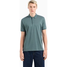Emporio Armani Erkek Regular Fit Kartal Işlemeli %100 Pamuklu Kısa Kollu Yeşil Polo Yaka T-Shirt EM000850 AF12955-U9083