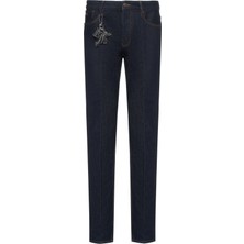 Emporio Armani Erkek Esnek Pamuklu Normal Kalıp Düz Paça Lacivert Jeans EM000668 AF19390-MB001