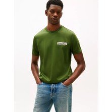 Tommy Hilfiger Erkek Normal Kalıp Yuvarlak Yakalı Logo Imzalı Kısa Kollu Yeşil T-Shirt MW0MW41463-L01