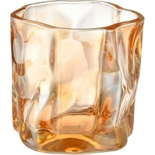 PremiumPort 2'li 300ML Kehribar Bükülme Cam Viski ve Kokteyl Sunum Seti