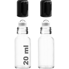 PremiumPort 20ML Şeffaf Çelik Roll On Şişe, Siyah Kapaklı, 2'li Set