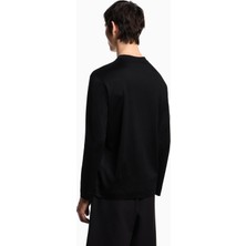 Emporio Armani Erkek Regular Fit Yuvarlak Yakalı Kartal Logolu Pamuklu Uzun Kollu Siyah T-Shirt EM004345 AF10761-UC001