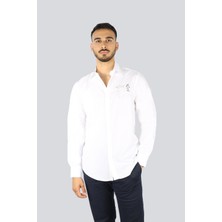 Paul & Shark Erkek Regular Fit Göğüste Logo Desenli Uzun Kollu Beyaz Gömlek 25413519-010