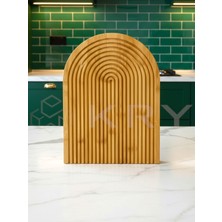 PremiumPort Ahşap Oymalı Yarım Gökkuşağı Dekoratif Tepsi 33X23 cm