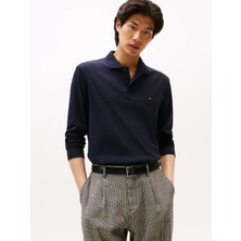 Tommy Hilfiger Erkek %100 Pamuklu Normal Kesim Uzun Kollu Lacivert Polo Yaka T-Shirt MW0MW37317-DW5