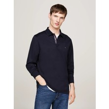 Tommy Hilfiger Erkek Marka Logolu Uzun Kollu Rahat Lacivert Polo Yaka T-Shirt MW0MW33172-DW5