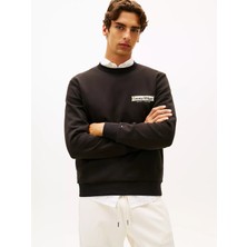 Tommy Hilfiger Erkek Regular Fit Yuvarlak Yakalı Logo Baskılı Uzun Kollu Siyah Sweatshirt MW0MW41433-BDS