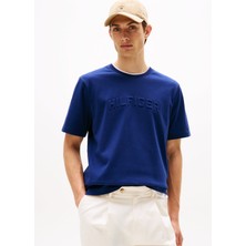 Tommy Hilfiger Erkek Regular Fit Logo Kabartmalı Yuvarlak Yakalı Pamuklu Kısa Kollu Lacivert T-Shirt MW0MW39366-C7G