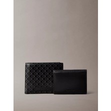 Calvin Klein Erkek Ck Desenli Kart Bölmeli Deri Siyah Cüzdan LV04D1086G-UB1