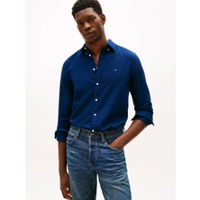 Tommy Hilfiger Erkek %100 Pamuklu Slim Fit Uzun Kollu Lacivert Gömlek MW0MW41684-DCC