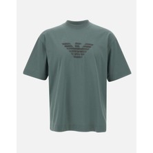 Emporio Armani Erkek Oversize Kısa Kollu Motif Desenli Yeşil T-Shirt EM001026 AF13669-M9058
