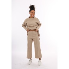 By Özlem Yazan Kaşe Kumaş Rahat Kalıp Kadın Pantolon