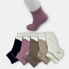 Anemon Socks Pamuklu Karışık Desenli Taşlı Bayan Çorap 12 Çift