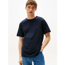 Tommy Hilfiger Erkek Kısa Kol Bisiklet Yaka Pamuklu Düz Model Mavi T-Shirt MW0MW39368-DW5