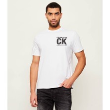 Calvin Klein Erkek Basic Kısa Kollu Logolu Beyaz T-Shirt LV04RE819G-YAA