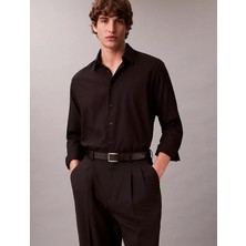 Calvin Klein Erkek Regular Fit Klasik Yaka Pamuklu Uzun Kollu Siyah Gömlek LV04LE111G-UB1