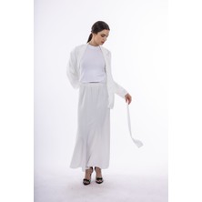 By Özlem Yazan Lastikli Bel Balık Kesim Dokuma Kadın Uzun Etek