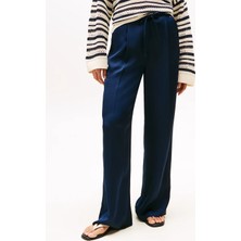 Tommy Hilfiger Kadın Oversize Kesim Geniş Paçalı Uzun Lacivert Pantolon WW0WW47171-C1G