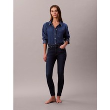 Calvin Klein Kadın Skinny Fit Yüksek Bel Dar Paça Pamuklu Esnek Denim Lacivert Pantolon LV047B772G-R7C