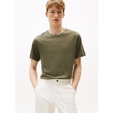 Tommy Hilfiger Erkek Kısa Kol Bisiklet Yaka Pamuklu Düz Model Yeşil T-Shirt MW0MW39368-PLI