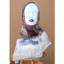 Sinem Monalisa Hibrit Dijital Natural Eşarp Kahverengi