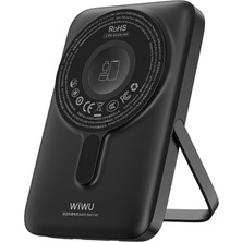 Wiwu WI-P077 Pionner Serisi Wireless Şarj ve Pd 20W Hızlı Şarj Standlı Powerbank 15W 10000MAH Siyah