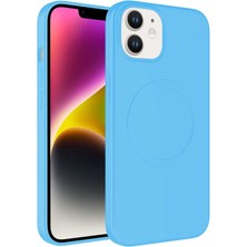 Subutu iPhone 12 Uyumlu Magsafe Wireless Şarj Özellikli Pastel Renk Silikon Sbt Plas Kapak-Mavi Açık